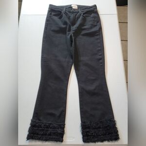 L'AGENCE Black High Rise Capris with Faux Fur Hem 27in Waist